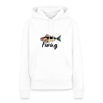 Pêche pêche pêche - Sweat à capuche Premium bio Femme - blanc - Devant - Julia (174cm)