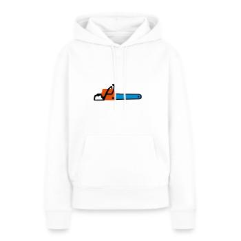 scie à chaîne - Sweat à capuche Premium bio Femme - blanc - Devant - Julia (174cm)