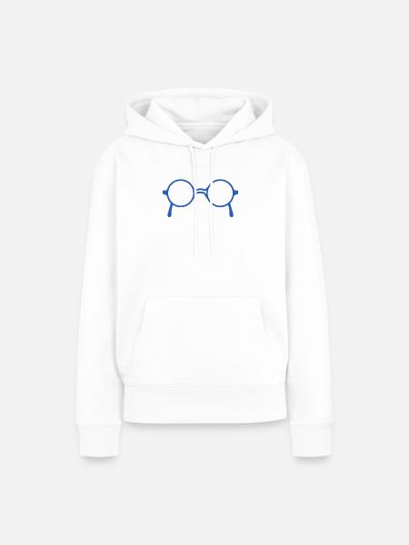 Blaue Brille - Frauen Premium Bio Hoodie - Weiß