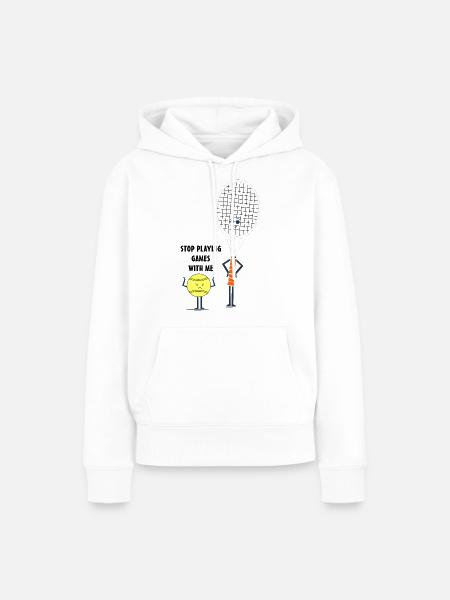 Lustiges Tennis Bild Comic Schläger Ball Spruch - Frauen Premium Bio Hoodie - Weiß