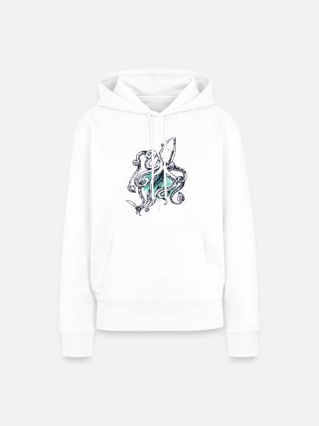 Piraten-Krake - Frauen Premium Bio Hoodie - Weiß