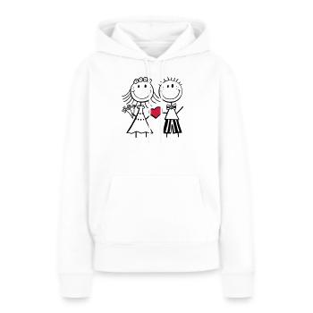 mariée et le marié Épris - mariage - coeur - cadeau - Sweat à capuche Premium bio Femme - blanc - Devant - Julia (174cm)