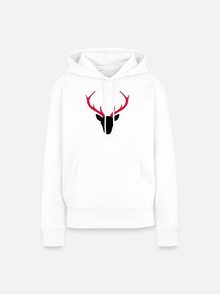 Hirsch Geweih Jäger Geschenk - Frauen Premium Bio Hoodie - Weiß
