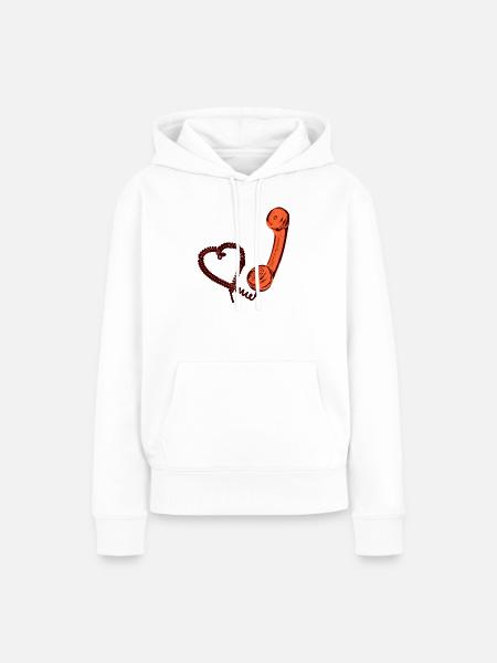 Retro Telefonhörer mit Herz - Frauen Premium Bio Hoodie - Weiß