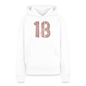 Numéro 18 - 18e anniversaire - dix-huit - Sweat à capuche Premium bio Femme - blanc - Devant - Julia (174cm)
