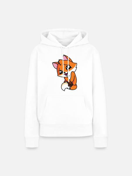 Glücklicher Fuchs - Frauen Premium Bio Hoodie - Weiß