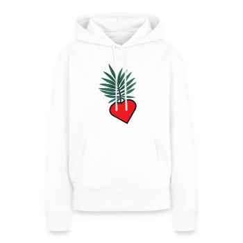 HERZ. HERZ. VALENTINSTAG. LIEBE. LIEBE. HERZ - Frauen Premium Bio Hoodie - Weiß - Vorne - Julia (174cm)