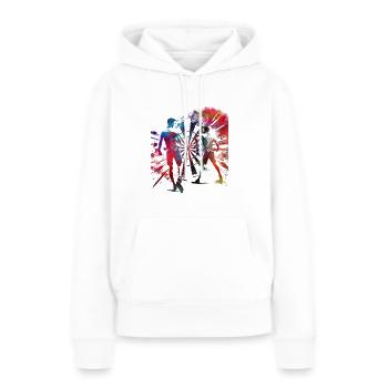 Darts Sport Art #darts #sport - Sweat à capuche Premium bio Femme - blanc - Devant - Julia (174cm)