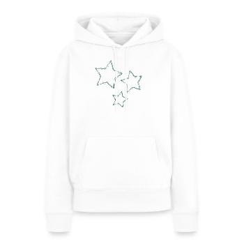 ETOILE. ETOILES. STAR. ETOILES. FÊTE. ANNIVERSAIRE - Sweat à capuche Premium bio Femme - blanc - Devant - Julia (174cm)