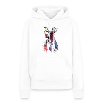 Chien hipster art graphique #dog - Sweat à capuche Premium bio Femme - blanc - Devant - Julia (174cm)