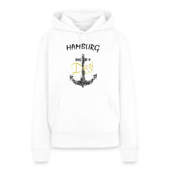 Hamburg, Hansestadt, St. Pauli - Frauen Premium Bio Hoodie - Weiß - Vorne - Julia (174cm)