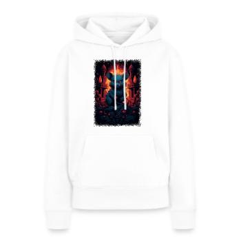 citation cadeau anniversaire cadeau idée cadeau idée cadeau - Sweat à capuche Premium bio Femme - blanc - Devant - Julia (174cm)