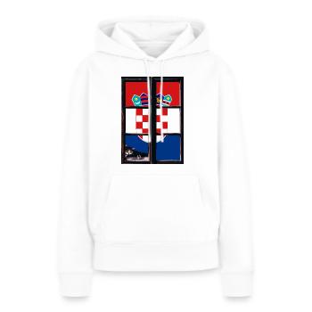 Drapeau Croatie Mer Adriatique Zagreb Drapeau croate - Sweat à capuche Premium bio Femme - blanc - Devant - Julia (174cm)