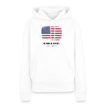 Oakland, Californie, États-Unis - Sweat à capuche Premium bio Femme - blanc - Devant - Julia (174cm)