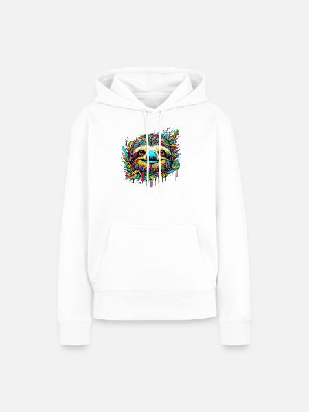 Faultier - Frauen Premium Bio Hoodie - Weiß