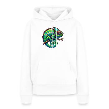 Caméléon - Sweat à capuche Premium bio Femme - blanc - Devant - Julia (174cm)