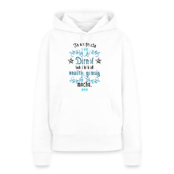 In am Dirndl dad i di gamsig mocha - Frauen Premium Bio Hoodie - Weiß - Vorne - Julia (174cm)