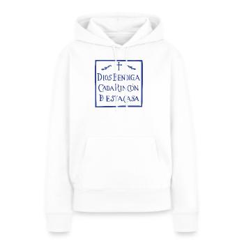 Gott segne jeden Winkel - Frauen Premium Bio Hoodie - Weiß - Vorne - Julia (174cm)