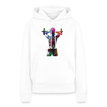 Articles de sport de fitness #fitness - Sweat à capuche Premium bio Femme - blanc - Devant - Julia (174cm)