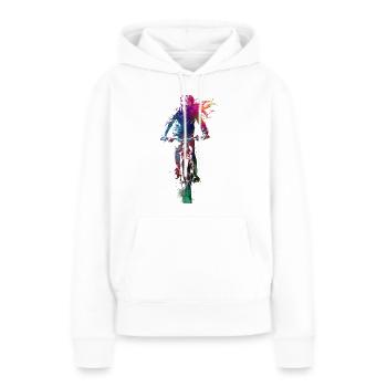 Sport : cyclisme, art - Sweat à capuche Premium bio Femme - blanc - Devant - Julia (174cm)