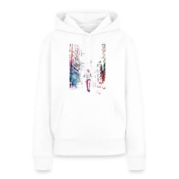 Marathonien, sport, art, #runner #sport - Sweat à capuche Premium bio Femme - blanc - Devant - Julia (174cm)