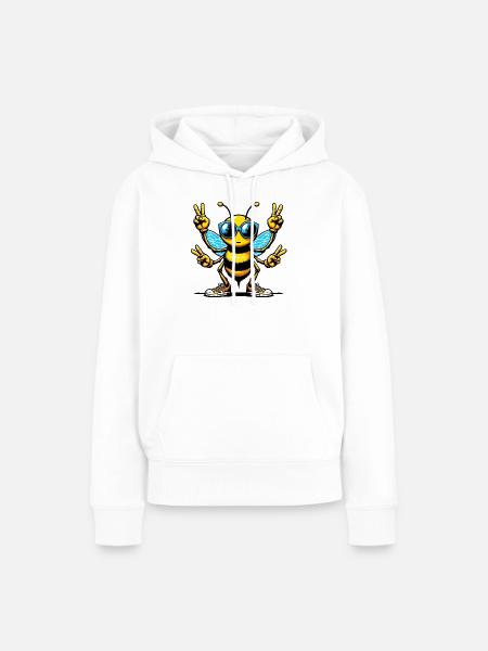 Biene mit Sonnenbrille - Frauen Premium Bio Hoodie - Weiß