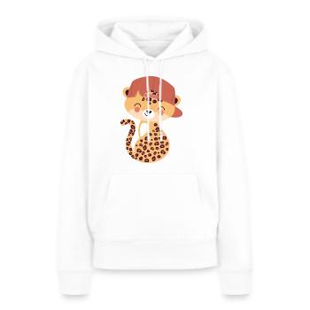 Léopard avec capy - Sweat à capuche Premium bio Femme - blanc - Devant - Julia (174cm)