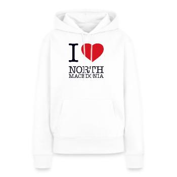 I LOVE NORTH MACEDONIA - Frauen Premium Bio Hoodie - Weiß - Vorne - Julia (174cm)
