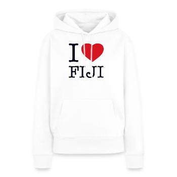 J’ADORE LES FIDJI - Sweat à capuche Premium bio Femme - blanc - Devant - Julia (174cm)