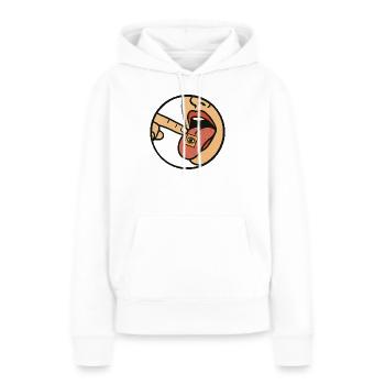 Buvard LSD sur la langue - Sweat à capuche Premium bio Femme - blanc - Devant - Julia (174cm)