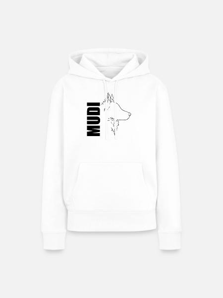Mudi Profil Hunde Hund Wilsigns - Frauen Premium Bio Hoodie - Weiß
