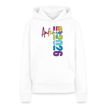 Débutants en crèche 2026 - Sweat à capuche Premium bio Femme - blanc - Devant - Julia (174cm)