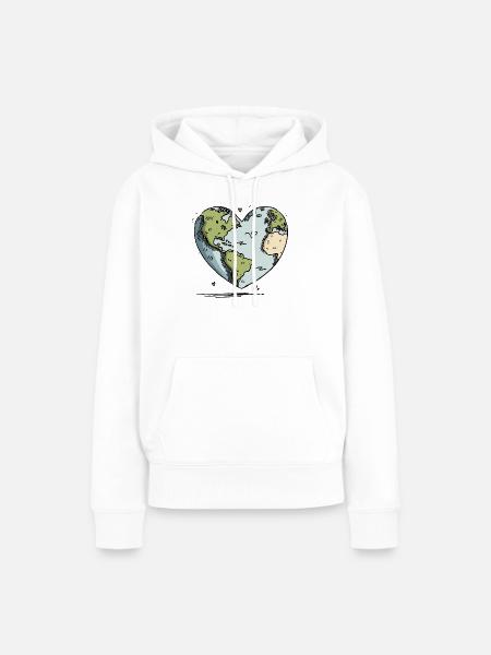 Herz der Erde Globus - Frauen Premium Bio Hoodie - Weiß
