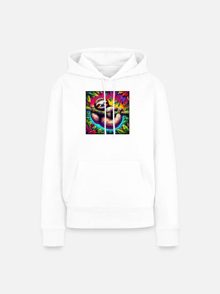 Faultier - Frauen Premium Bio Hoodie - Weiß