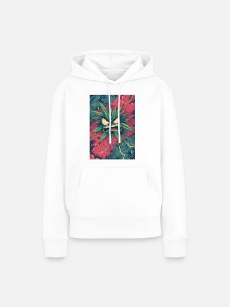 Wütendes Hanfblatt-Chaos - Frauen Premium Bio Hoodie - Weiß