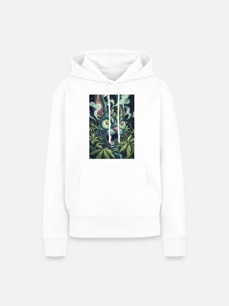 Dschungelkater mit leuchtenden Augen - Frauen Premium Bio Hoodie - Weiß