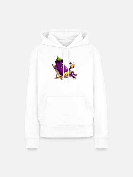 Aubergine im Urlaub in der Sonne - Frauen Premium Bio Hoodie - Weiß