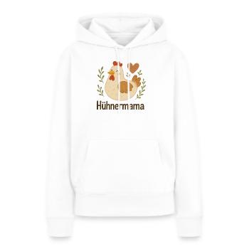 Hühnermama Fröhliche Henne - Frauen Premium Bio Hoodie - Weiß - Vorne - Julia (174cm)