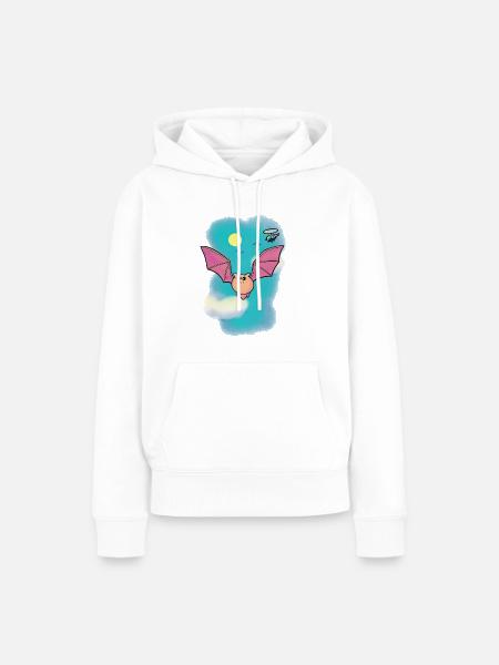 Pink Fledermaus Himmelflug - Frauen Premium Bio Hoodie - Weiß