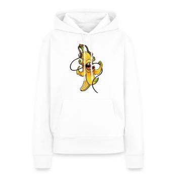 Mascotte Banana Beat - Sweat à capuche Premium bio Femme - blanc - Devant - Julia (174cm)