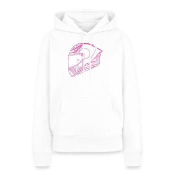 Casque rose néon - Visière - Sweat à capuche Premium bio Femme - blanc - Devant - Julia (174cm)