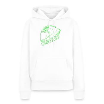 Casque vert néon - Visière - Sweat à capuche Premium bio Femme - blanc - Devant - Julia (174cm)
