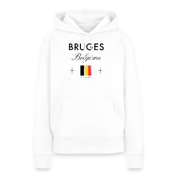 Brügge Belgien Koordinaten Reise Souvenir - Frauen Premium Bio Hoodie - Weiß - Vorne - Julia (174cm)
