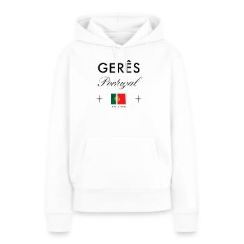 Geres Portugal Koordinaten Reise Souvenir - Frauen Premium Bio Hoodie - Weiß - Vorne - Julia (174cm)