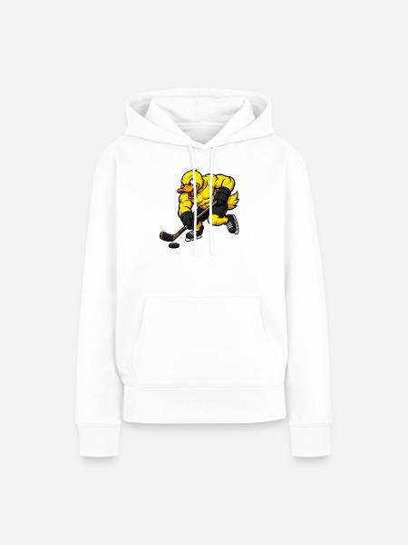 Entschlossene Ente beim Eishockey Spielen Comic - Frauen Premium Bio Hoodie - Weiß