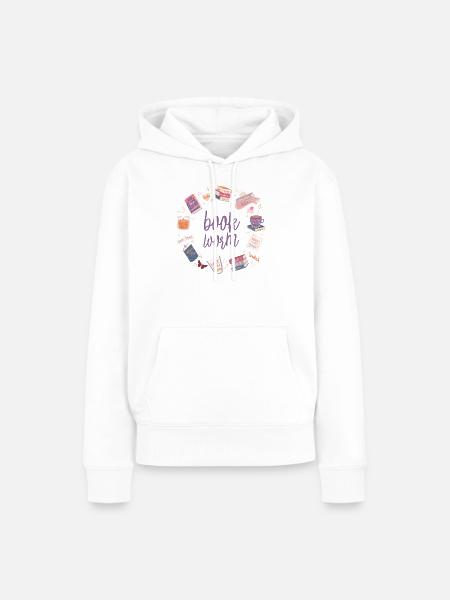 Bücherwurm Buchliebhaber Leseratte Geschenkidee - Frauen Premium Bio Hoodie - Weiß