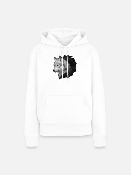 Weisser Wolf Kopf Tinten-Splash - Frauen Premium Bio Hoodie - Weiß