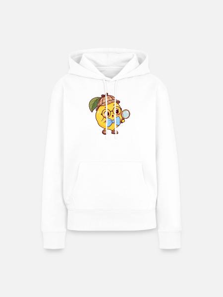 Gelbfrucht-Detektiv mit blauer Schleife - Frauen Premium Bio Hoodie - Weiß