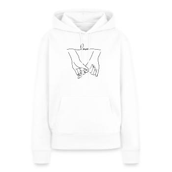 Händchenhalten, Beziehung, Liebe, Paar - Frauen Premium Bio Hoodie - Weiß - Vorne - Julia (174cm)