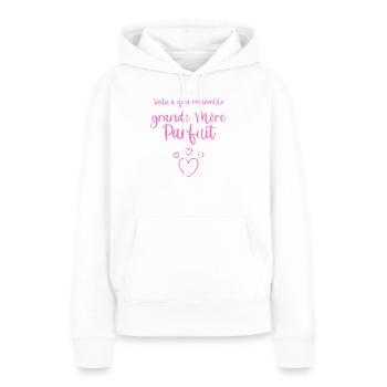 Voilà à quoi ressemble Grande Mère Parfait - Sweat à capuche Premium bio Femme - blanc - Devant - Julia (174cm)